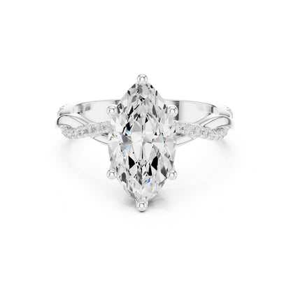 Marquise Hidden Halo Lab Grown Diamond Engagement Ring