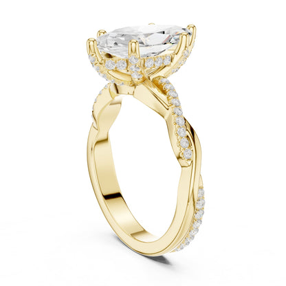 Marquise Hidden Halo Lab Grown Diamond Engagement Ring