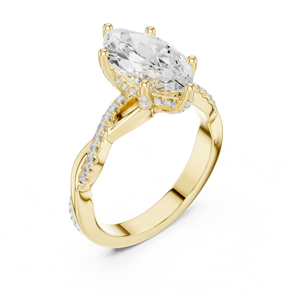 Marquise Hidden Halo Lab Grown Diamond Engagement Ring
