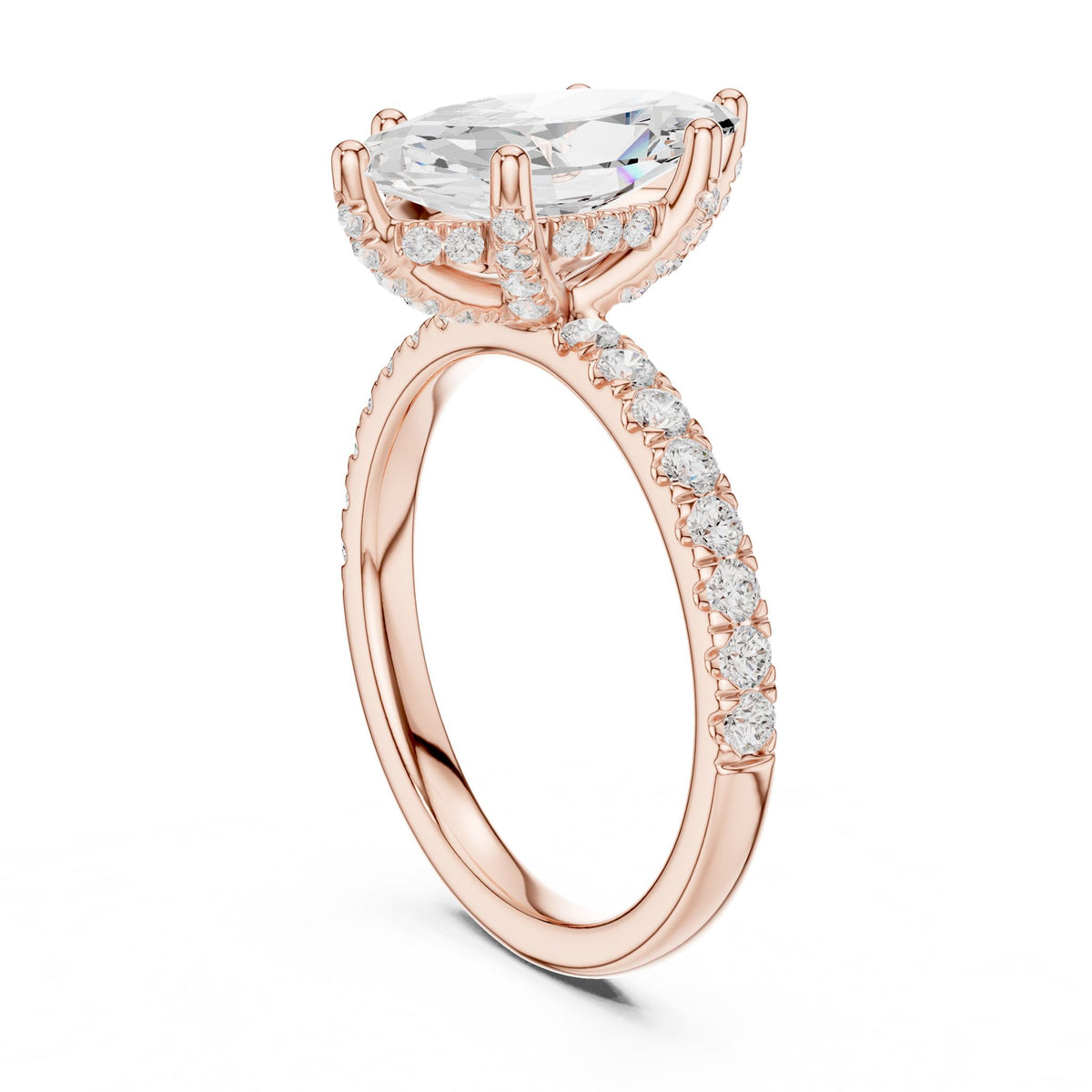 Marquise Hidden Halo Lab Grown Diamond Engagement Ring