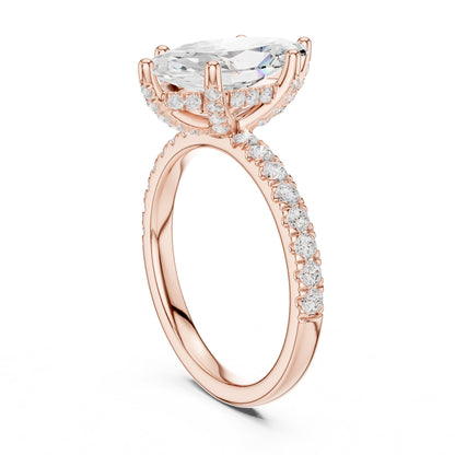 Marquise Hidden Halo Lab Grown Diamond Engagement Ring