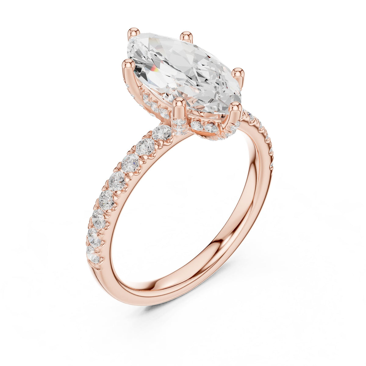 Marquise Hidden Halo Lab Grown Diamond Engagement Ring