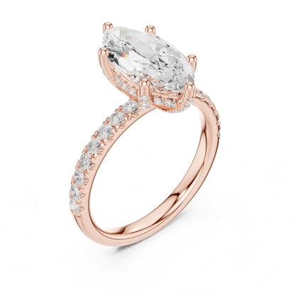 Marquise Hidden Halo Lab Grown Diamond Engagement Ring