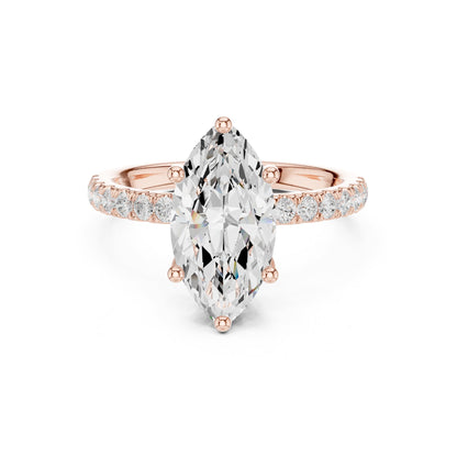Marquise Hidden Halo Lab Grown Diamond Engagement Ring