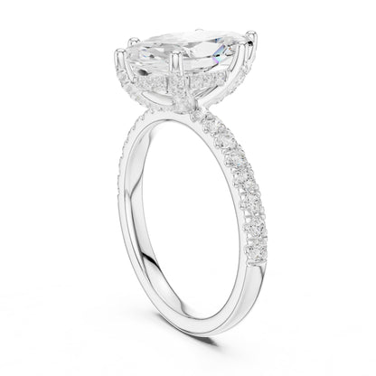 Marquise Hidden Halo Lab Grown Diamond Engagement Ring