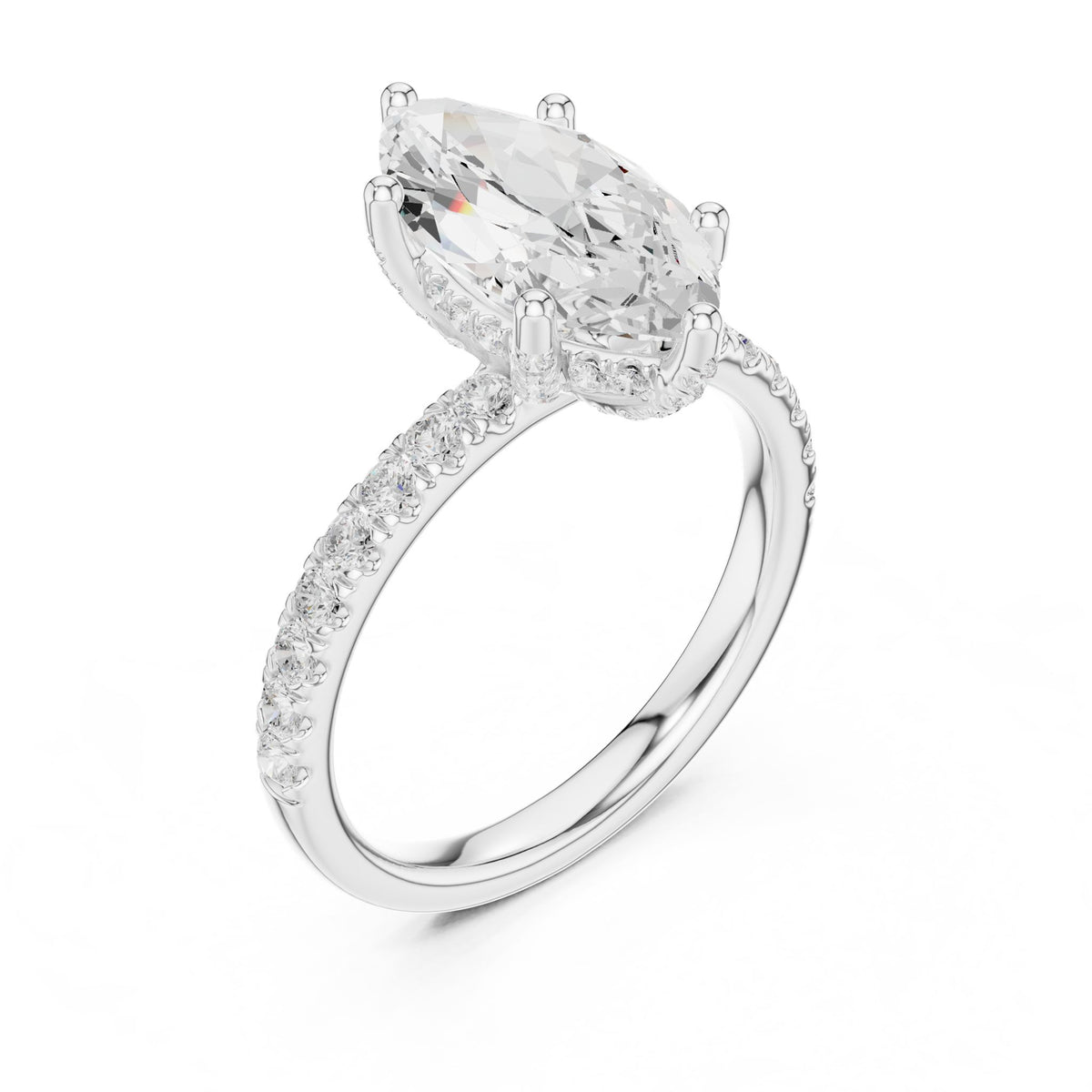 Marquise Hidden Halo Lab Grown Diamond Engagement Ring