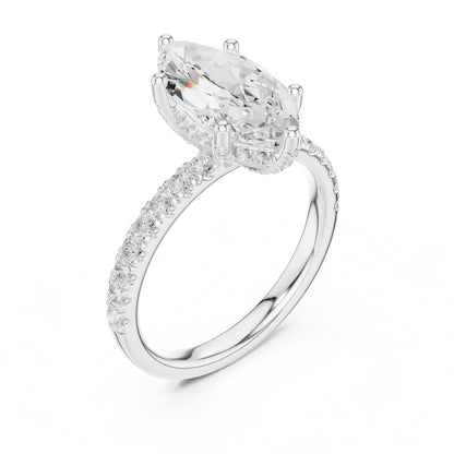 Marquise Hidden Halo Lab Grown Diamond Engagement Ring