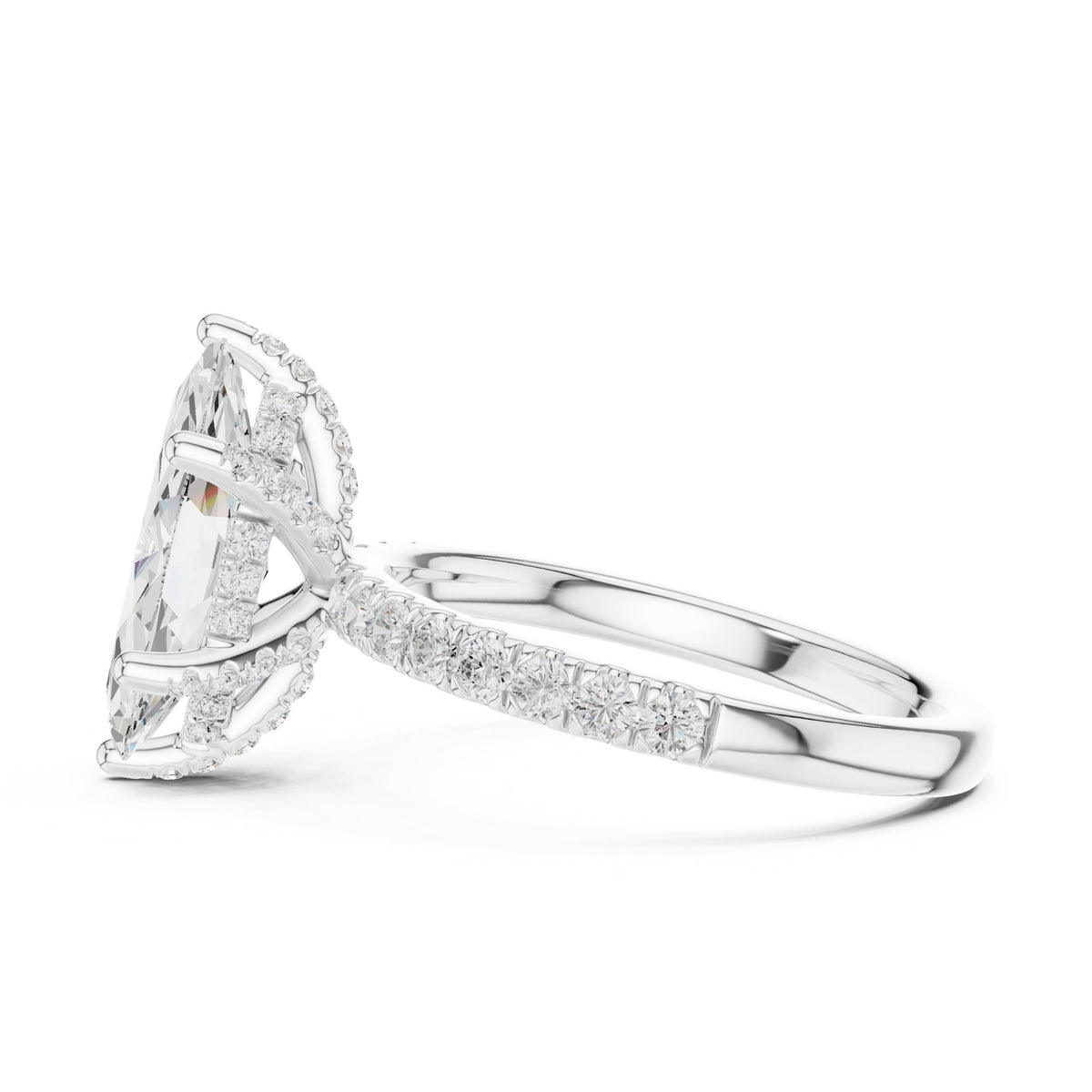 Marquise Hidden Halo Lab Grown Diamond Engagement Ring