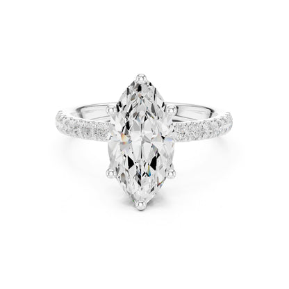 Marquise Hidden Halo Lab Grown Diamond Engagement Ring
