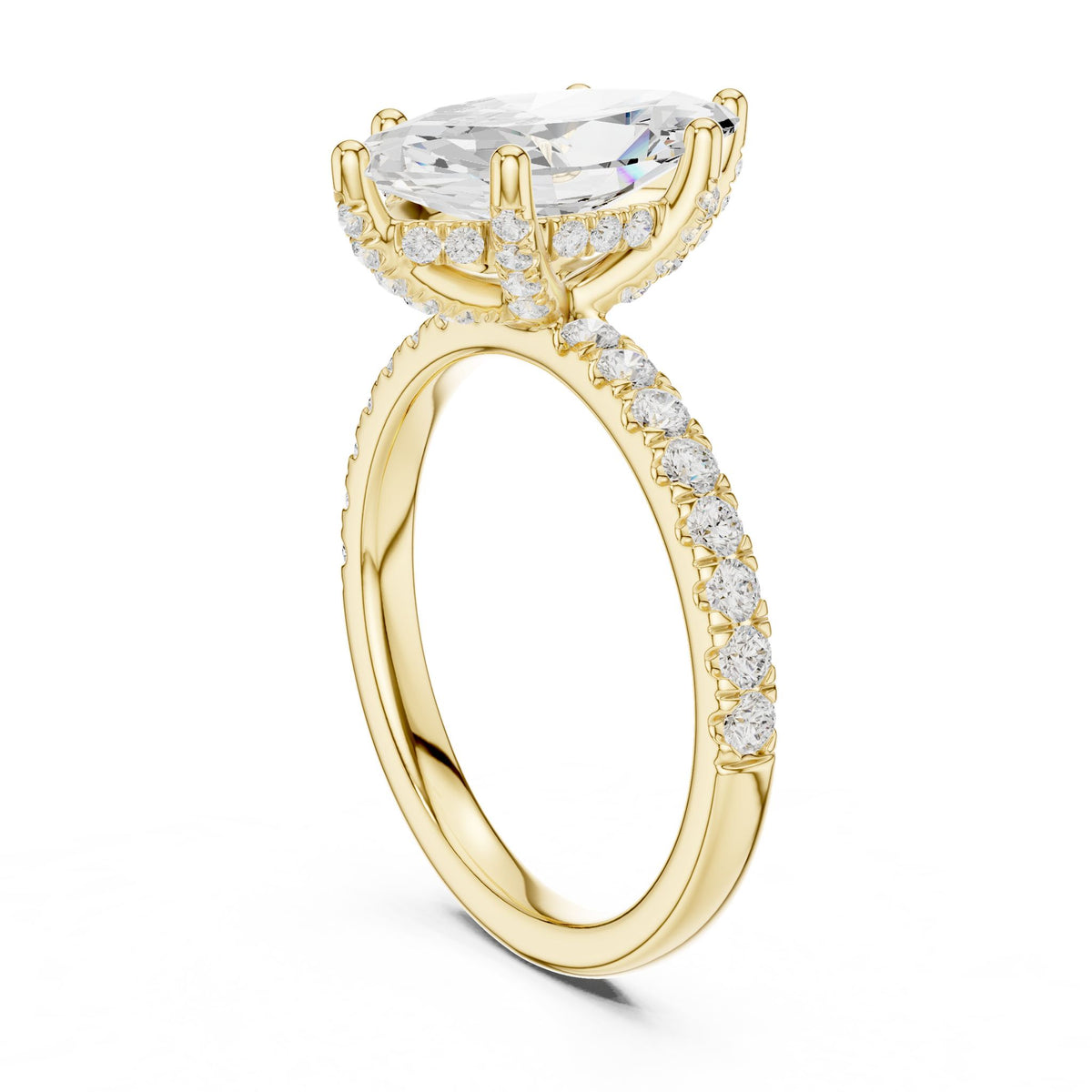 Marquise Hidden Halo Lab Grown Diamond Engagement Ring