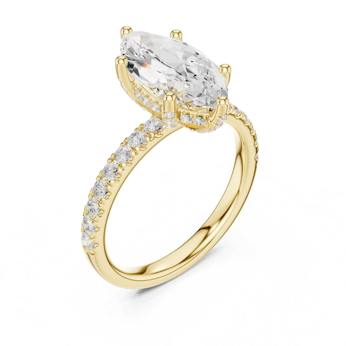Marquise Hidden Halo Lab Grown Diamond Engagement Ring