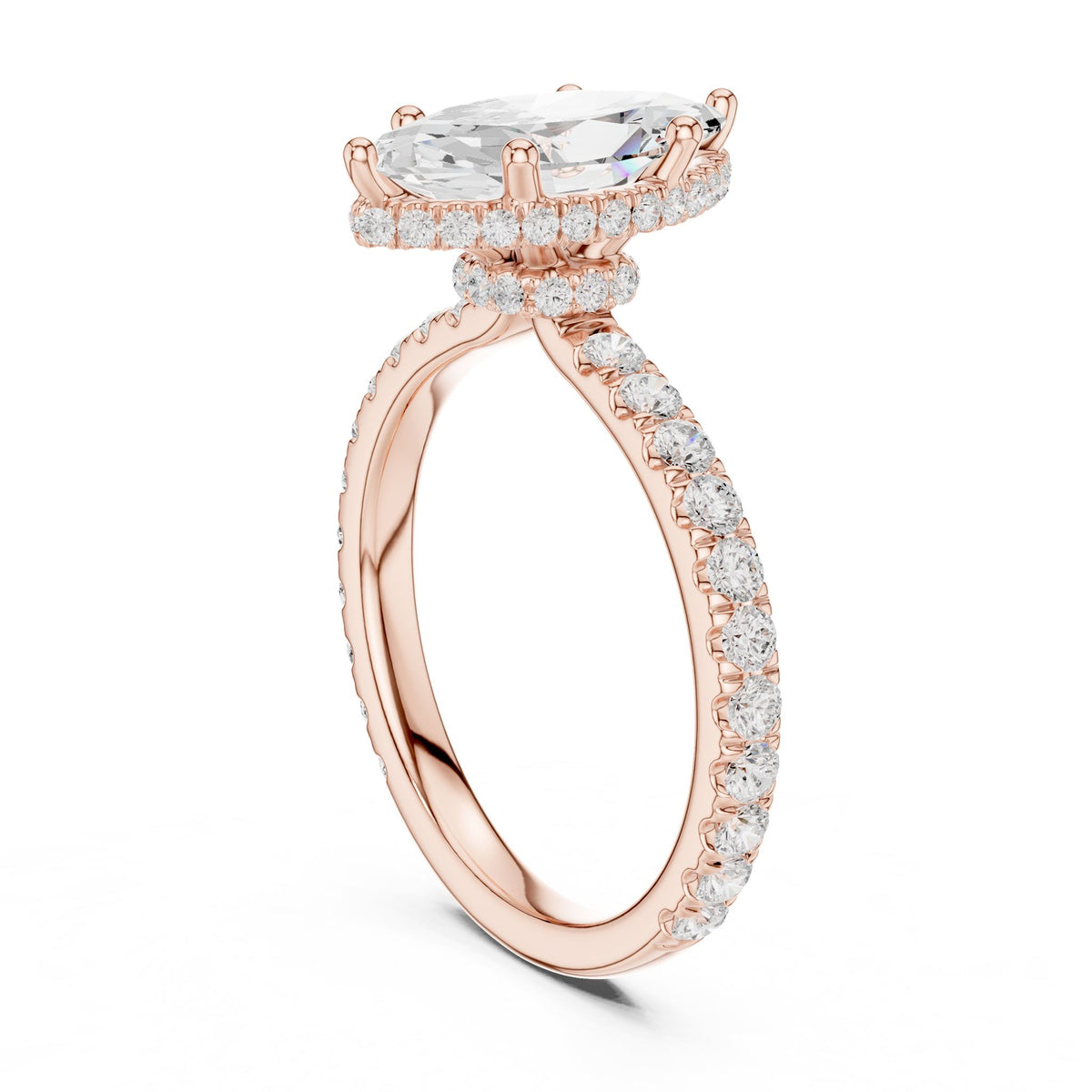 Marquise Hidden Halo Lab Grown Diamond Engagement Ring