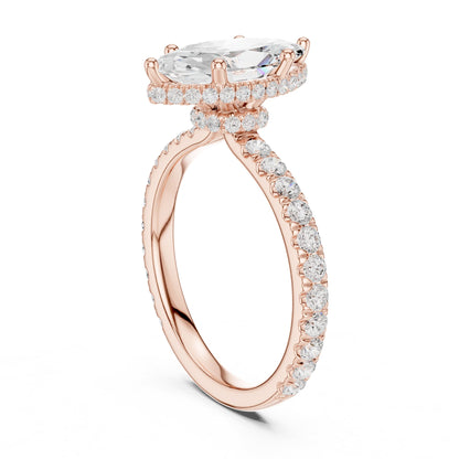 Marquise Hidden Halo Lab Grown Diamond Engagement Ring