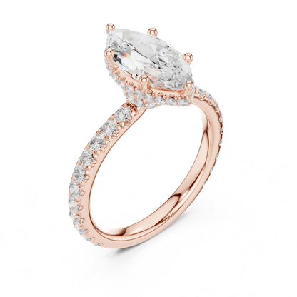 Marquise Hidden Halo Lab Grown Diamond Engagement Ring