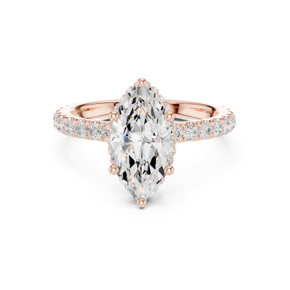 Marquise Hidden Halo Lab Grown Diamond Engagement Ring