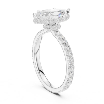 Marquise Hidden Halo Lab Grown Diamond Engagement Ring