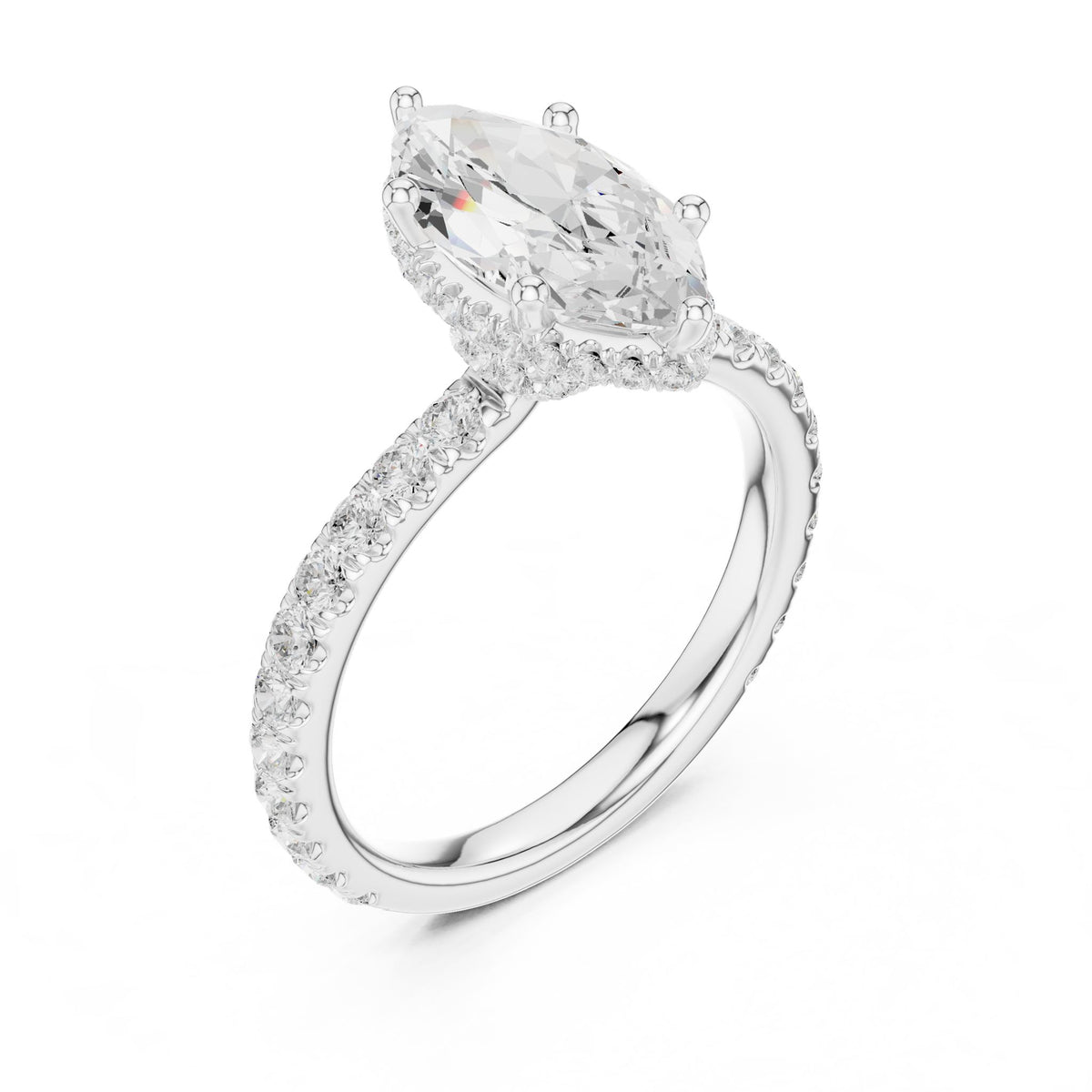 Marquise Hidden Halo Lab Grown Diamond Engagement Ring