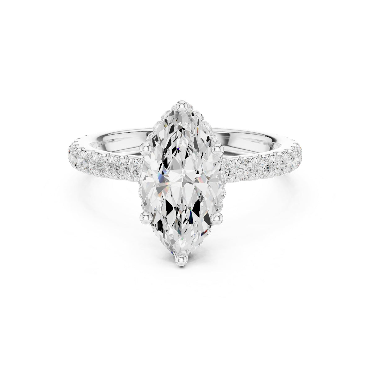 Marquise Hidden Halo Lab Grown Diamond Engagement Ring