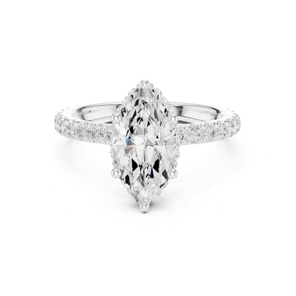 Marquise Hidden Halo Lab Grown Diamond Engagement Ring