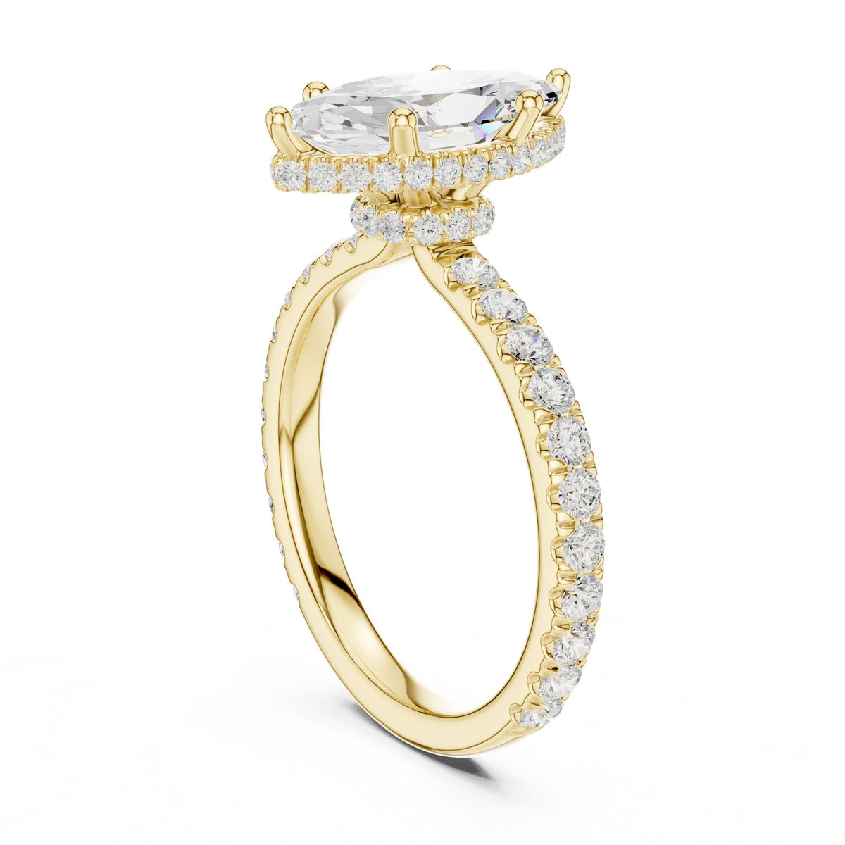Marquise Hidden Halo Lab Grown Diamond Engagement Ring