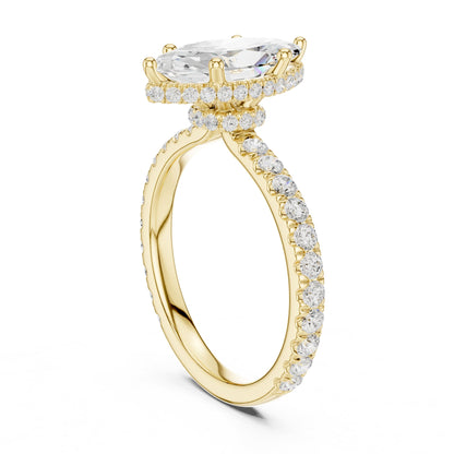Marquise Hidden Halo Lab Grown Diamond Engagement Ring