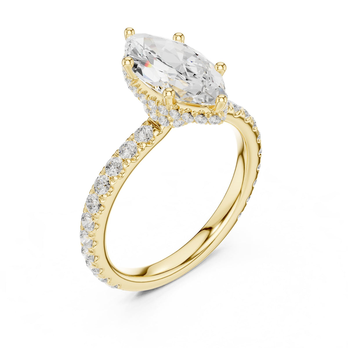 Marquise Hidden Halo Lab Grown Diamond Engagement Ring