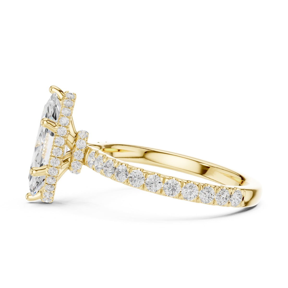 Marquise Hidden Halo Lab Grown Diamond Engagement Ring