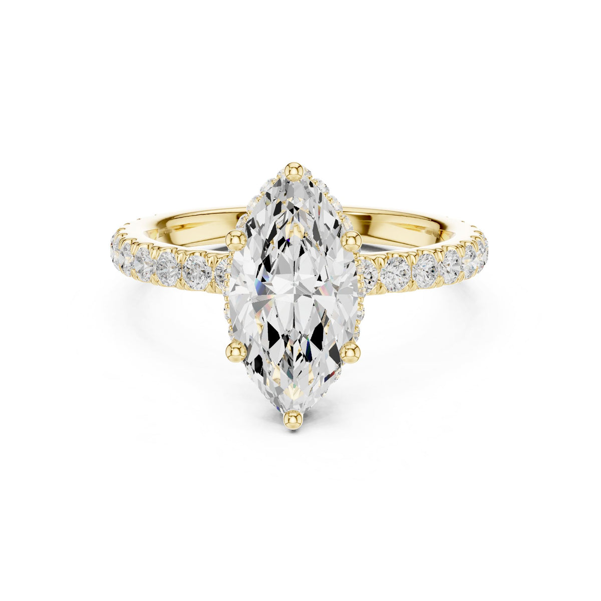 Marquise Hidden Halo Lab Grown Diamond Engagement Ring