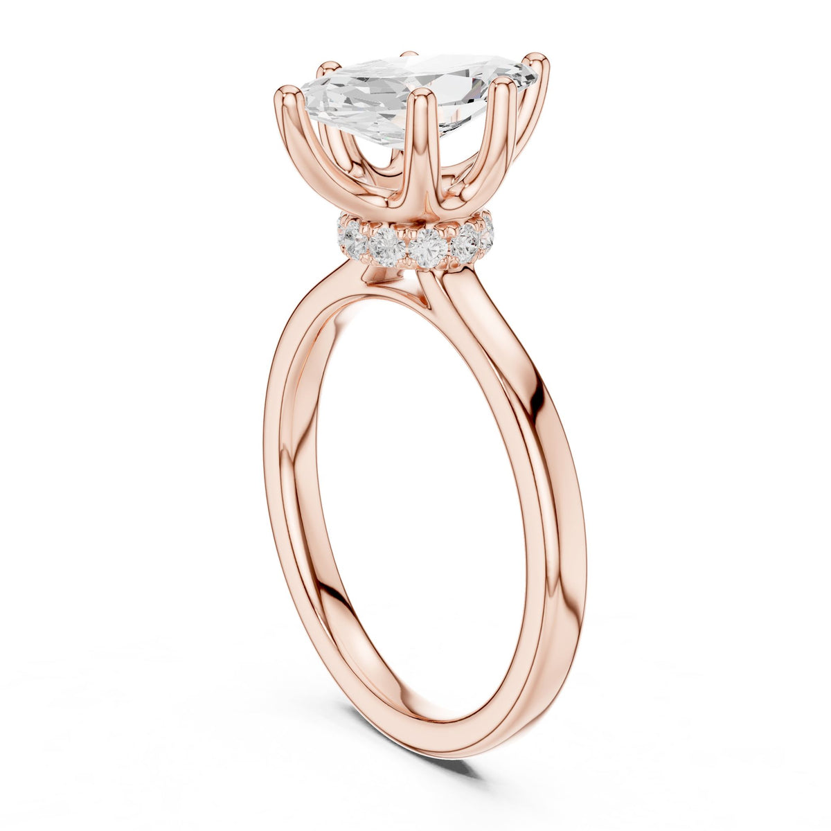 Marquise Hidden Halo Lab Grown Diamond Engagement Ring