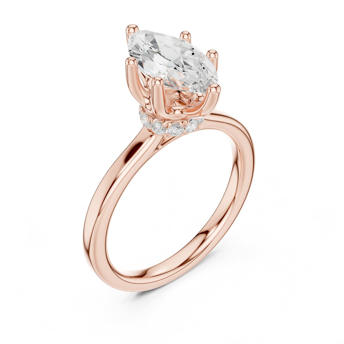 Marquise Hidden Halo Lab Grown Diamond Engagement Ring