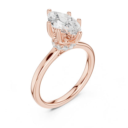 Marquise Hidden Halo Lab Grown Diamond Engagement Ring