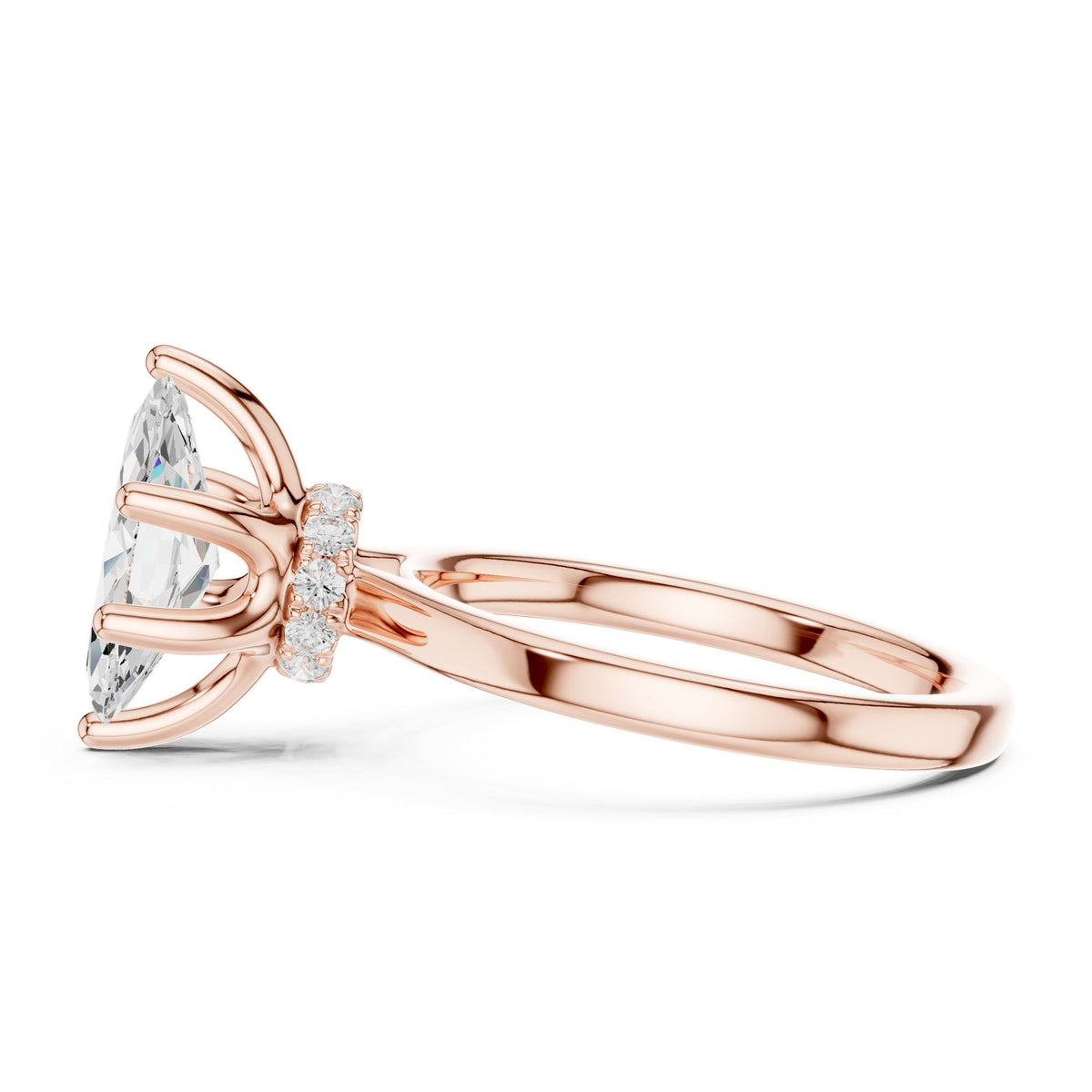 Marquise Hidden Halo Lab Grown Diamond Engagement Ring