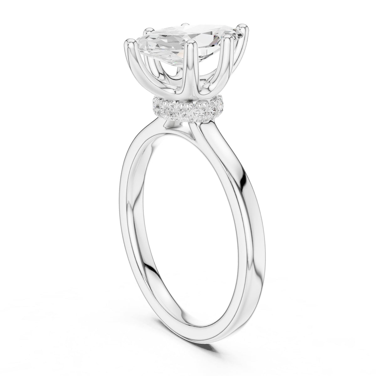 Marquise Hidden Halo Lab Grown Diamond Engagement Ring