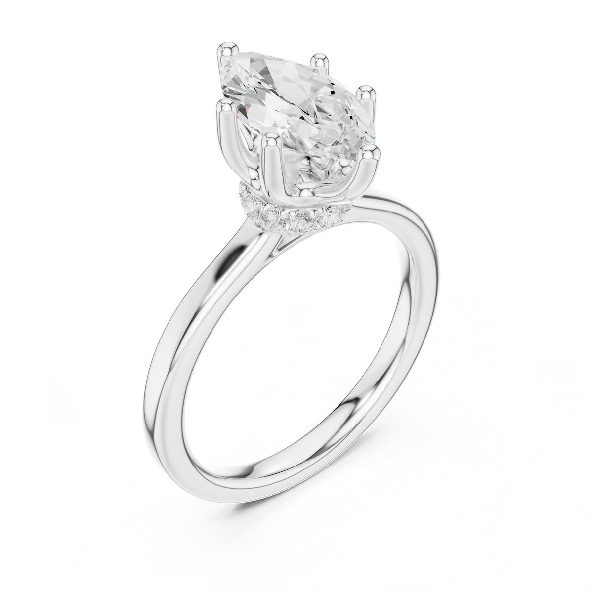 Marquise Hidden Halo Lab Grown Diamond Engagement Ring