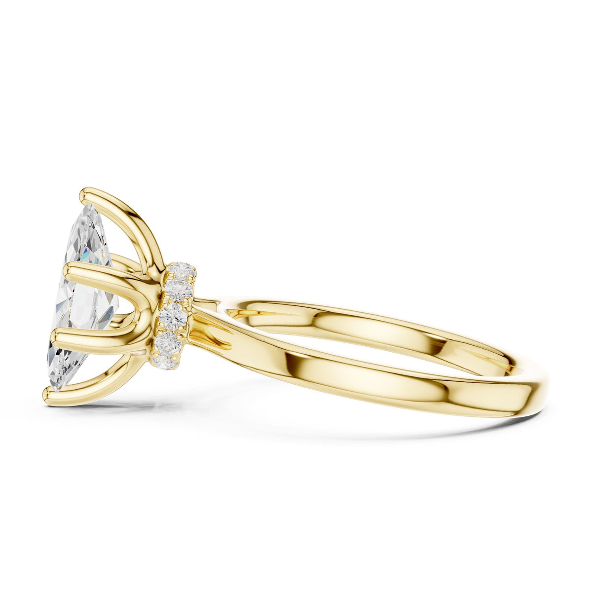 Marquise Hidden Halo Lab Grown Diamond Engagement Ring