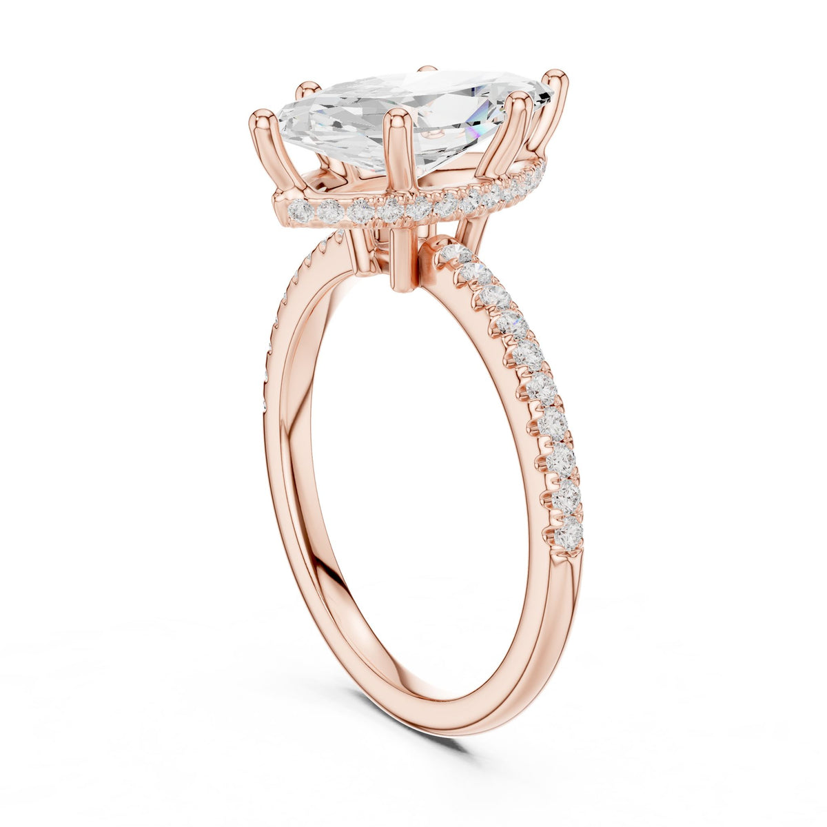 Marquise Hidden Halo Lab Grown Diamond Engagement Ring