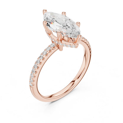 Marquise Hidden Halo Lab Grown Diamond Engagement Ring