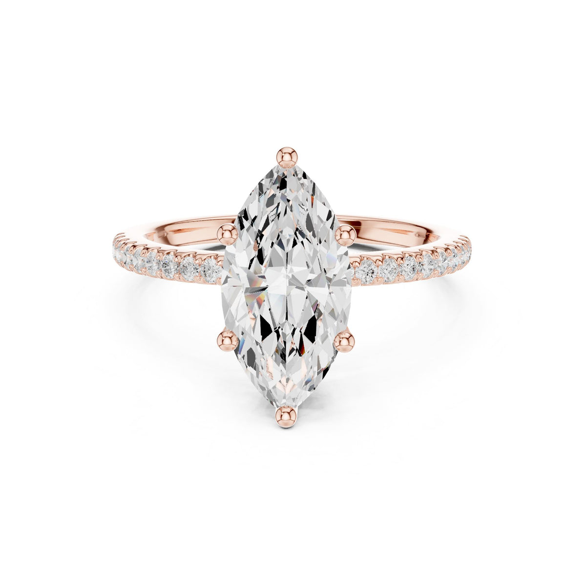 Marquise Hidden Halo Lab Grown Diamond Engagement Ring