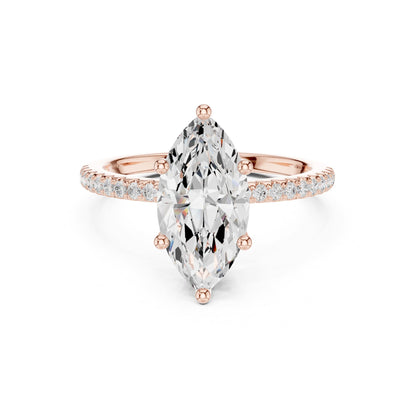 Marquise Hidden Halo Lab Grown Diamond Engagement Ring