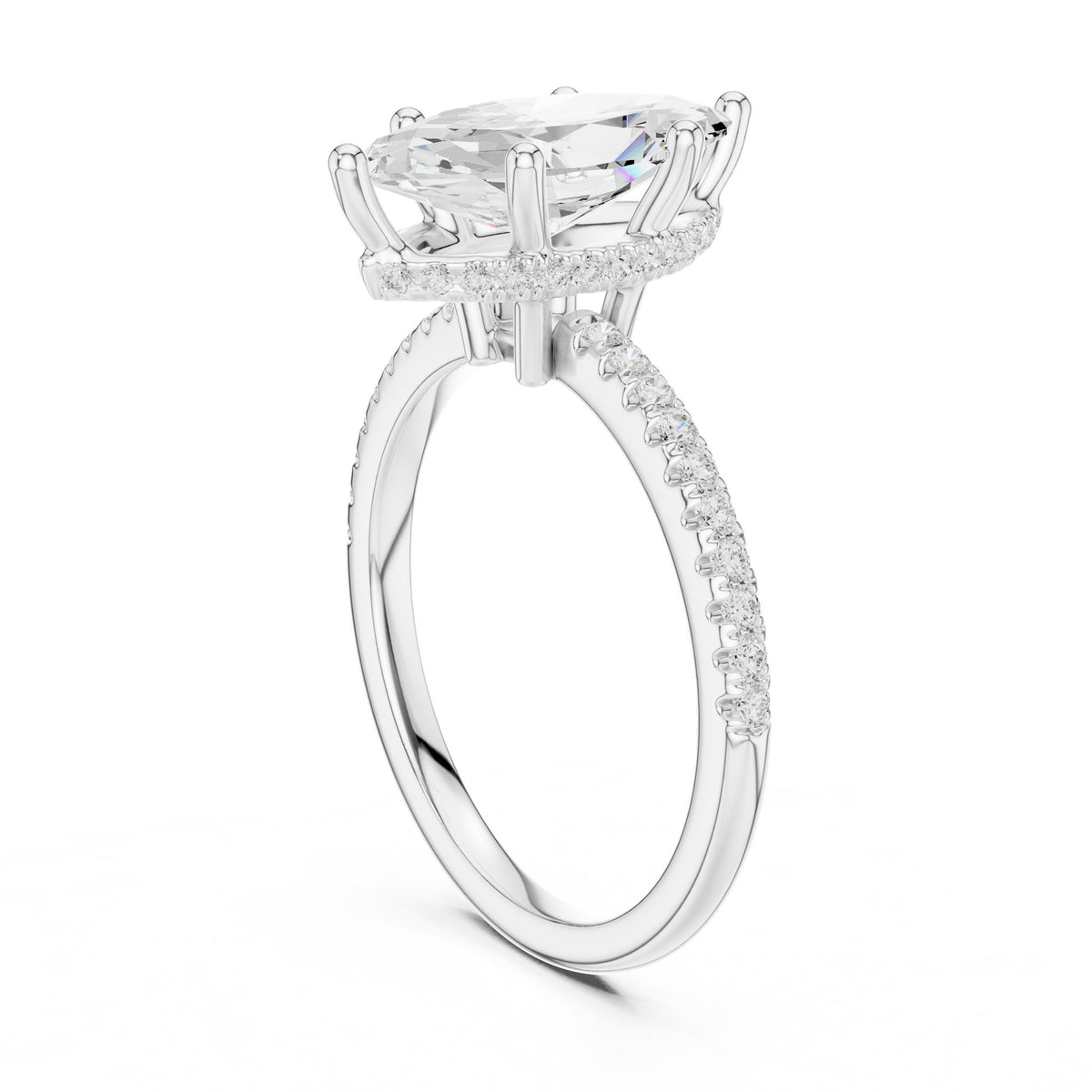 Marquise Hidden Halo Lab Grown Diamond Engagement Ring