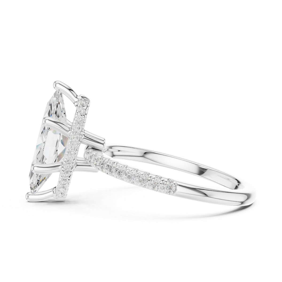 Marquise Hidden Halo Lab Grown Diamond Engagement Ring