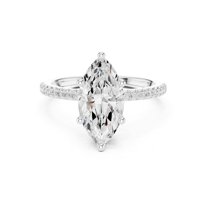 Marquise Hidden Halo Lab Grown Diamond Engagement Ring