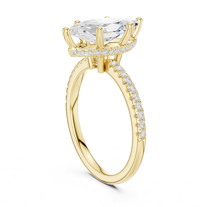 Marquise Hidden Halo Lab Grown Diamond Engagement Ring
