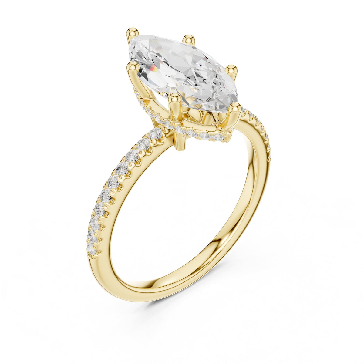 Marquise Hidden Halo Lab Grown Diamond Engagement Ring
