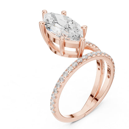 Marquise Hidden Halo Lab Grown Diamond Engagement Ring