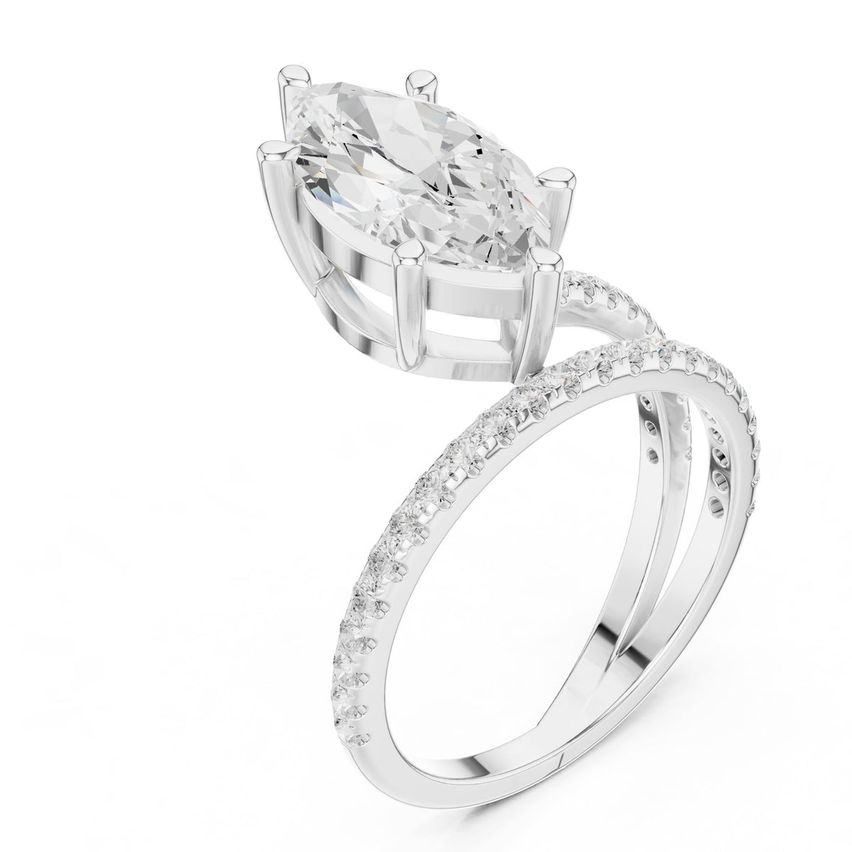 Marquise Hidden Halo Lab Grown Diamond Engagement Ring