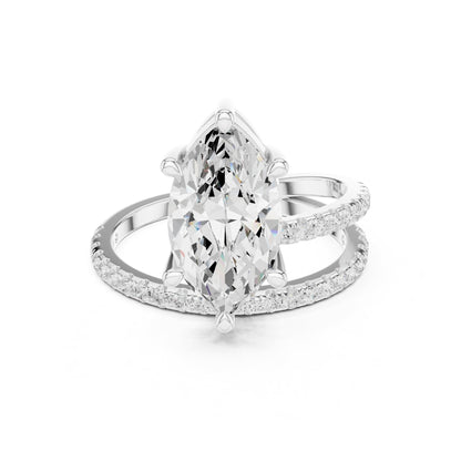 Marquise Hidden Halo Lab Grown Diamond Engagement Ring