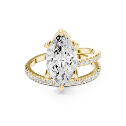 Marquise Hidden Halo Lab Grown Diamond Engagement Ring