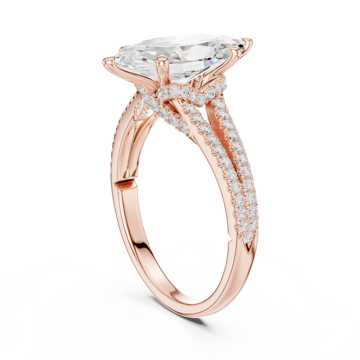 Marquise Hidden Halo Lab Grown Diamond Engagement Ring