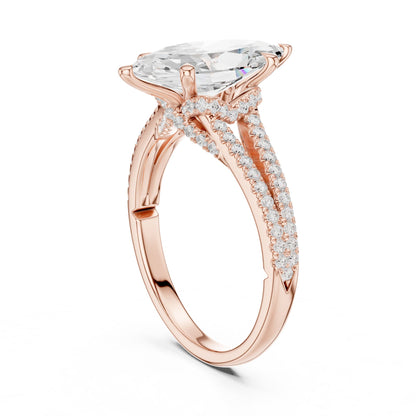 Marquise Hidden Halo Lab Grown Diamond Engagement Ring